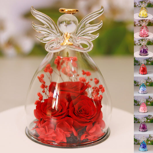 Eternal Rose in Angel Glass Dome for Lasting Love