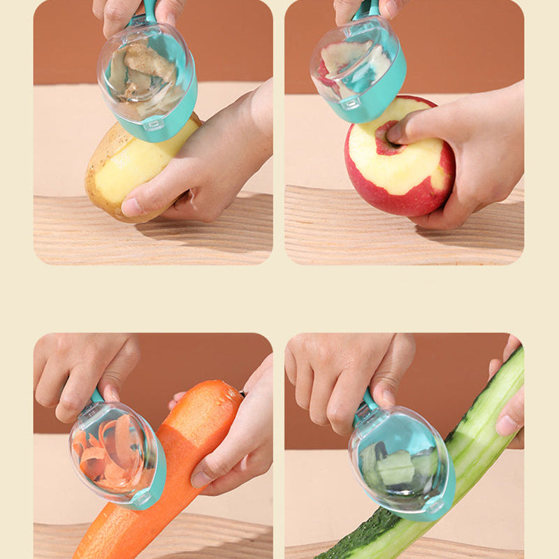 All-in-One Kitchen Peeler – Fruit, Potato & Veggie Peeling Tool with Safety Lid