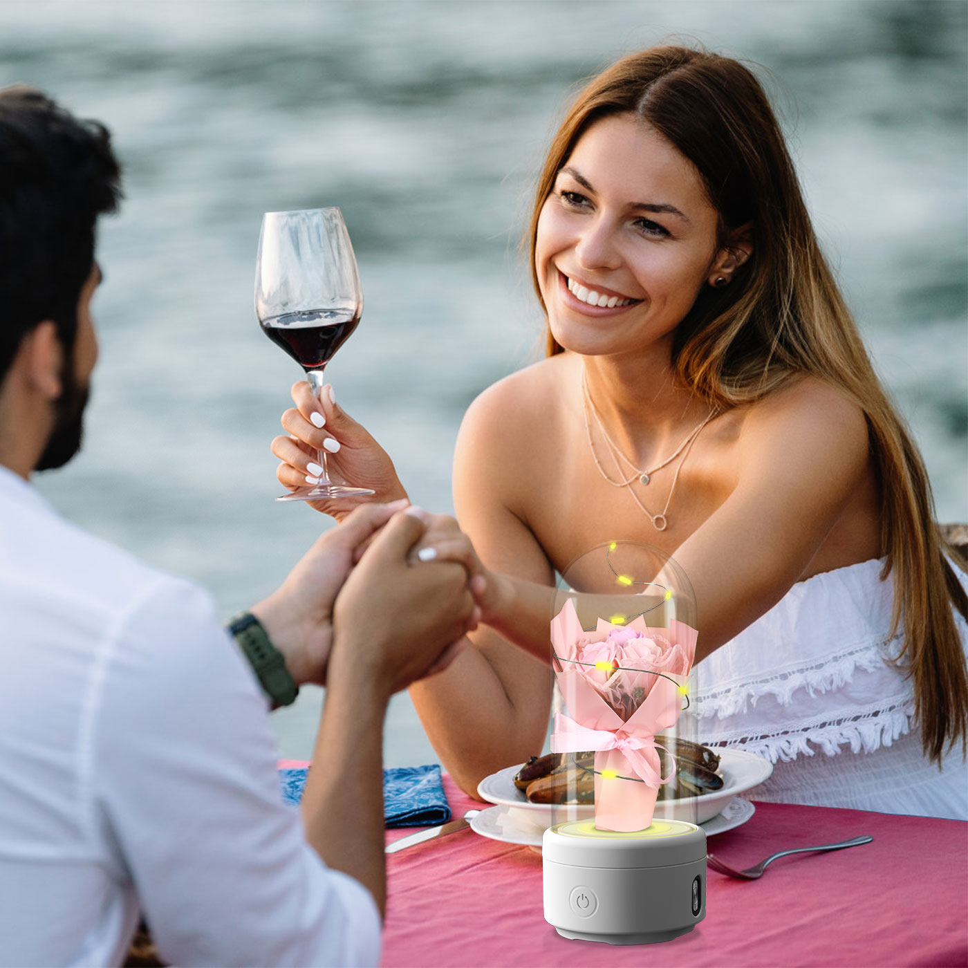 LED Rose Night Lamp Bluetooth Speaker – Elegant Romantic Gift for Mother’s Day & Bedroom Decor