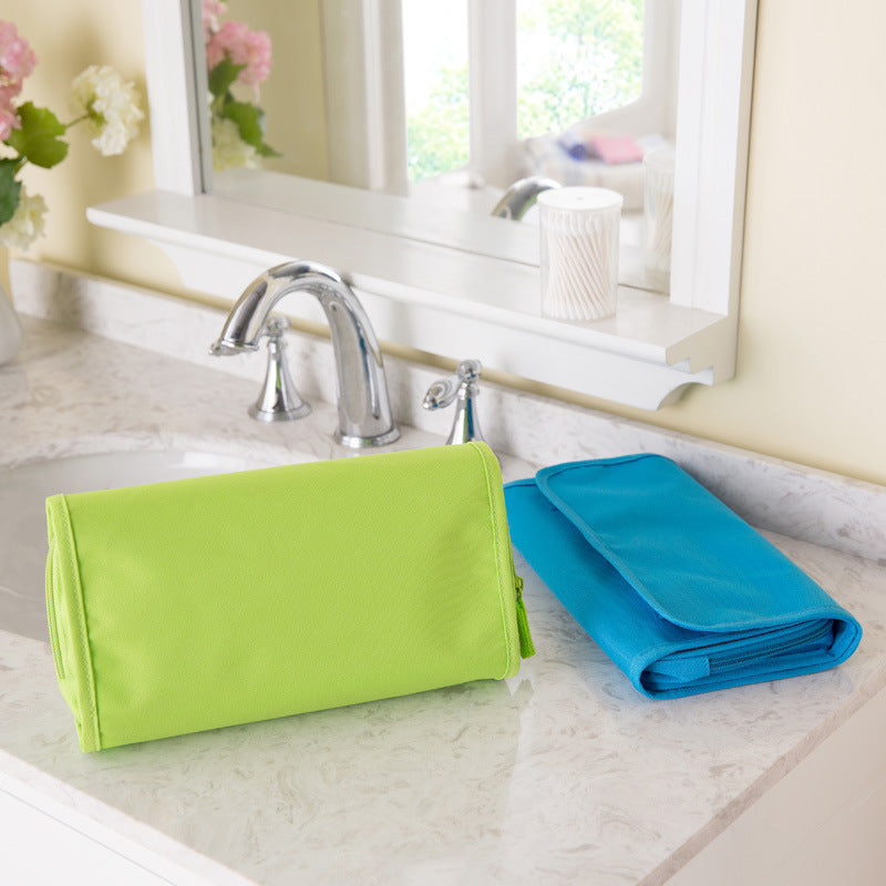 Foldable Travel Organizer Bag – Hanging Makeup & Toiletry Storage