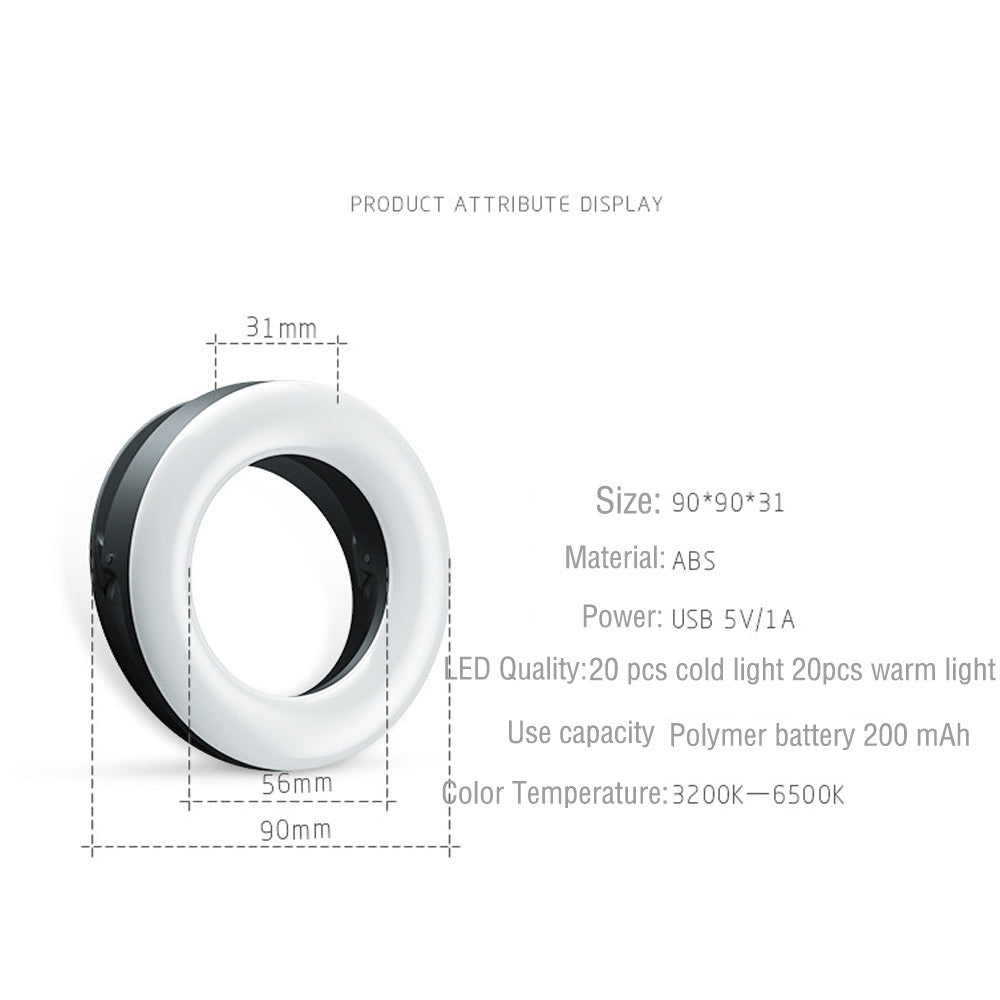 Rechargeable LED Selfie Ring Light – Phone Clip Light for TikTok, YouTube, Vlogging & Photography