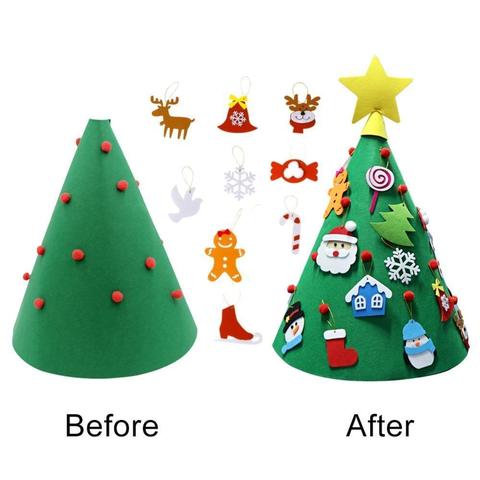 Handmade Kids Christmas Felt Tree Puzzle 3D DIY Hanging Ornament Educational Xmas Toy