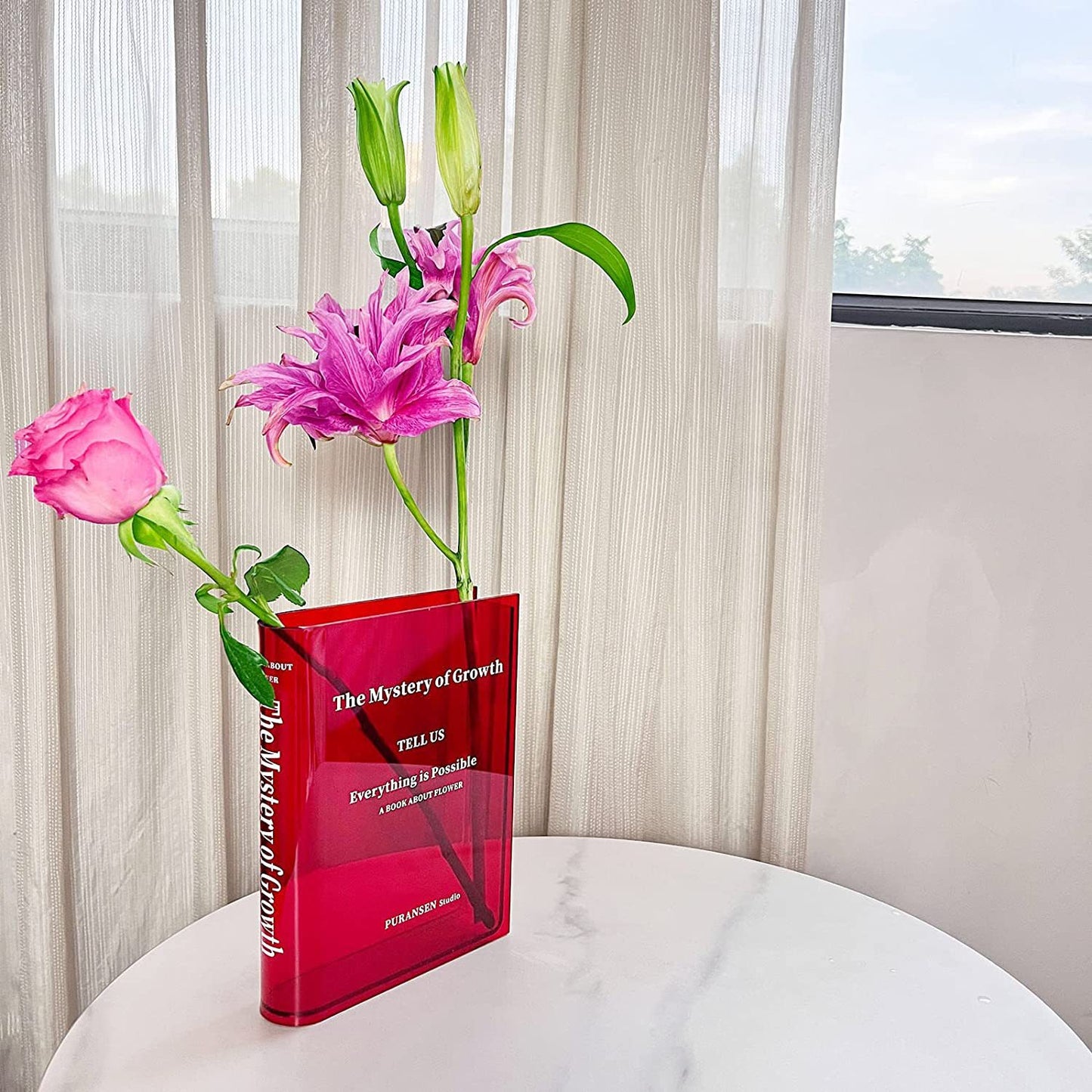 Creative Transparent Flower Vase – Clear Book Style Modern Home Decor Vase