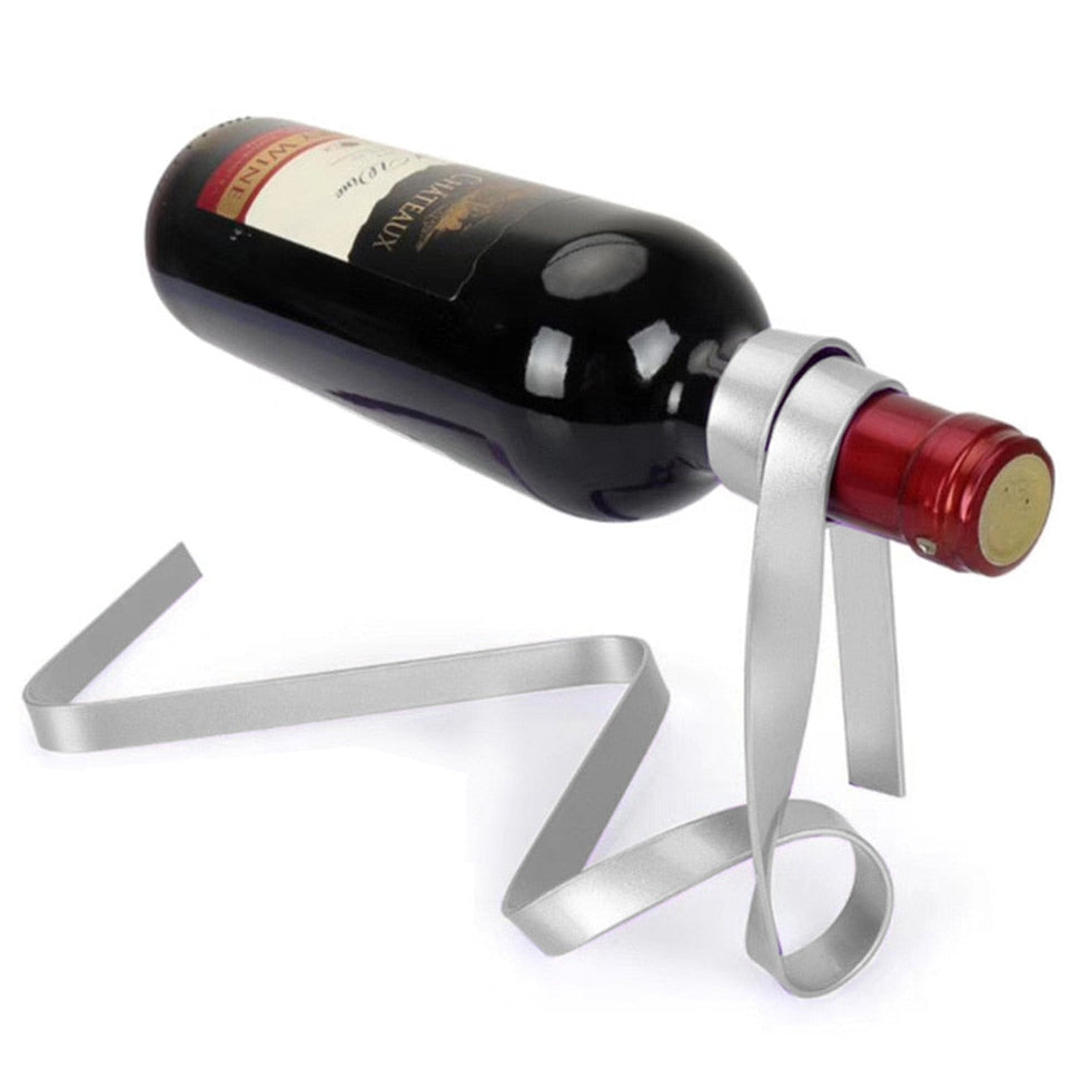 Floating Wine Rack Holder – Magic Ribbon Bottle Stand for Bar & Table Decor