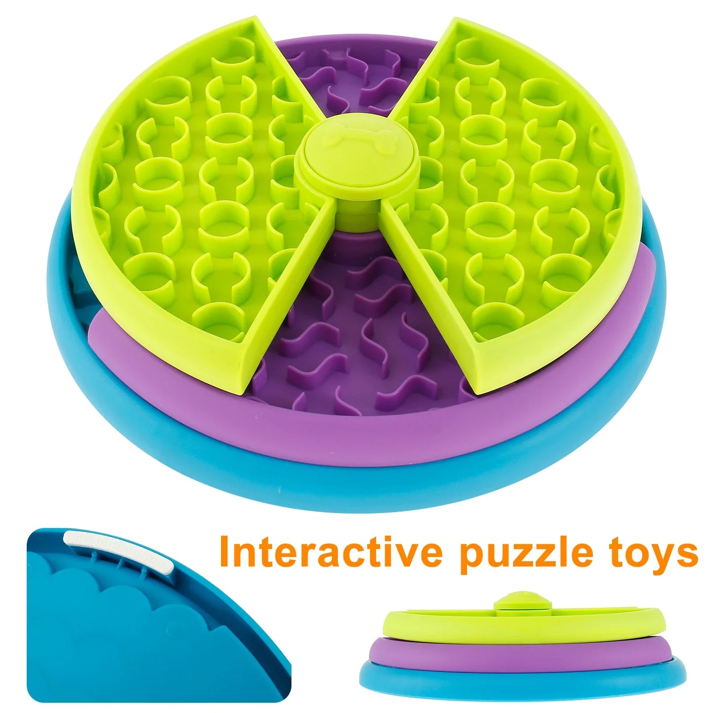 Anti-Choke Cat & Dog Slow Food Bowl – Rotating Puzzle Game Pet Feeder