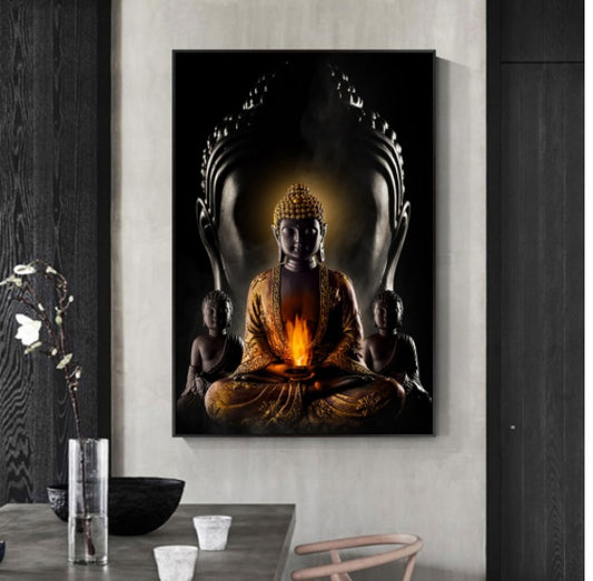 Modern Buddha Canvas Art – Inspirational Buddhism Posters for Living Room