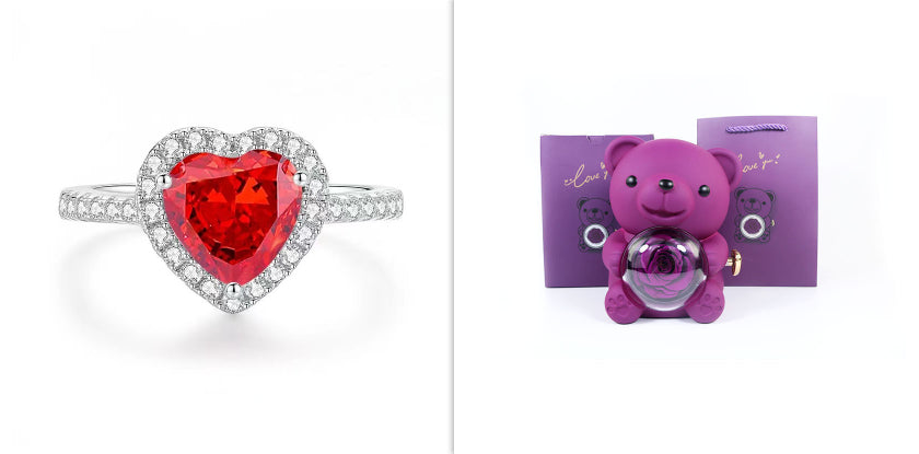Eternal Flower Teddy Bear Jewelry Box – Romantic Gift for Girlfriend & Wife