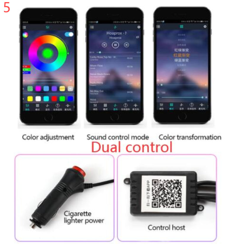 Car Fiber Optic Ambient Light Kit – RGB LED Interior Lights with App & Music Sync Control