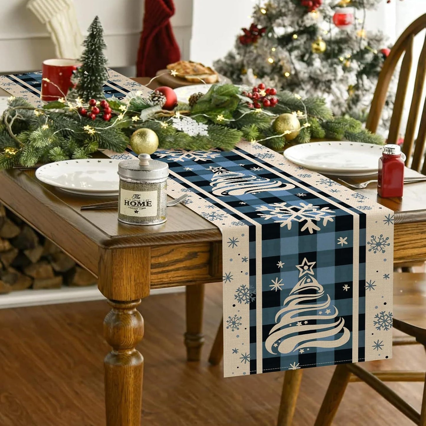 Christmas Tree Table Runner – Merry Xmas Holiday Dining Table Decor