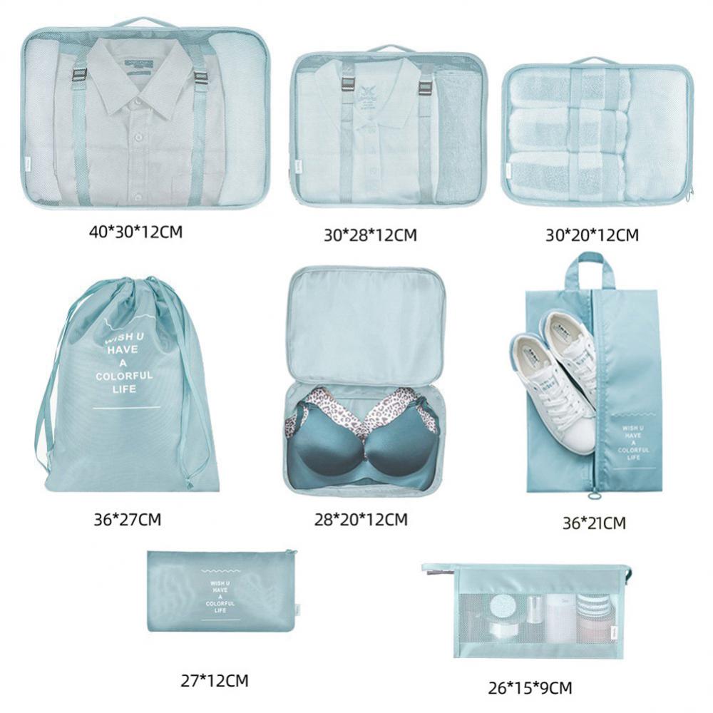 Travel Organizer Bag Set 8-Piece – Keep Clothes, Shoes & Underwear Neat