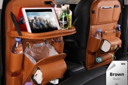 Car Interior Organizer – Waterproof PU Leather Seat Back Storage for Busy Drivers