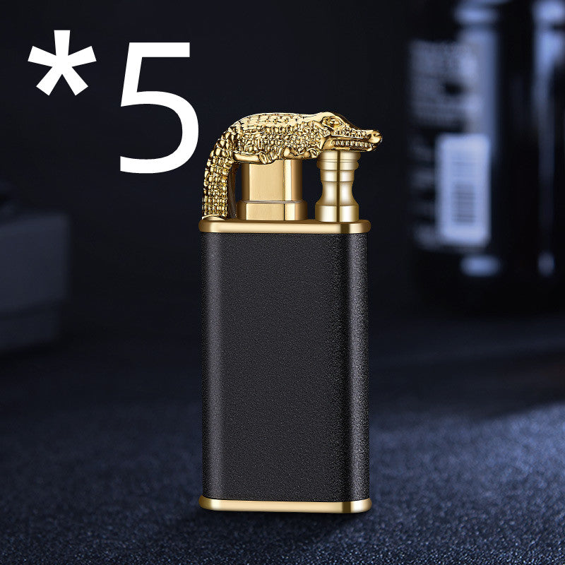 Windproof Jet Flame Torch Lighter – Creative Dolphin Dragon Tiger Double Fire Metal Refillable Lighter