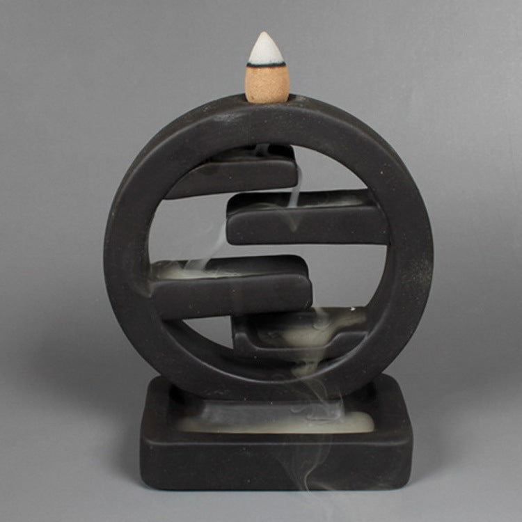 Ceramic Incense Burner Backflow – Square Smoke Waterfall Holder Home Decor
