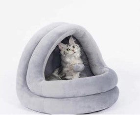 Small Dog & Cat House Bed – Warm Cozy Cave for Indoor Pets
