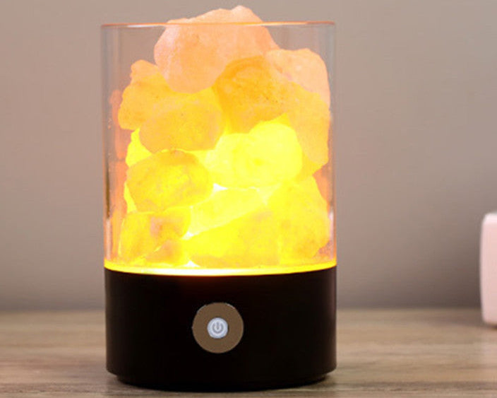 Crystal Himalayan Salt Night Light – USB LED Relaxing Mood Lamp for Bedroom & Cozy Home Ambience