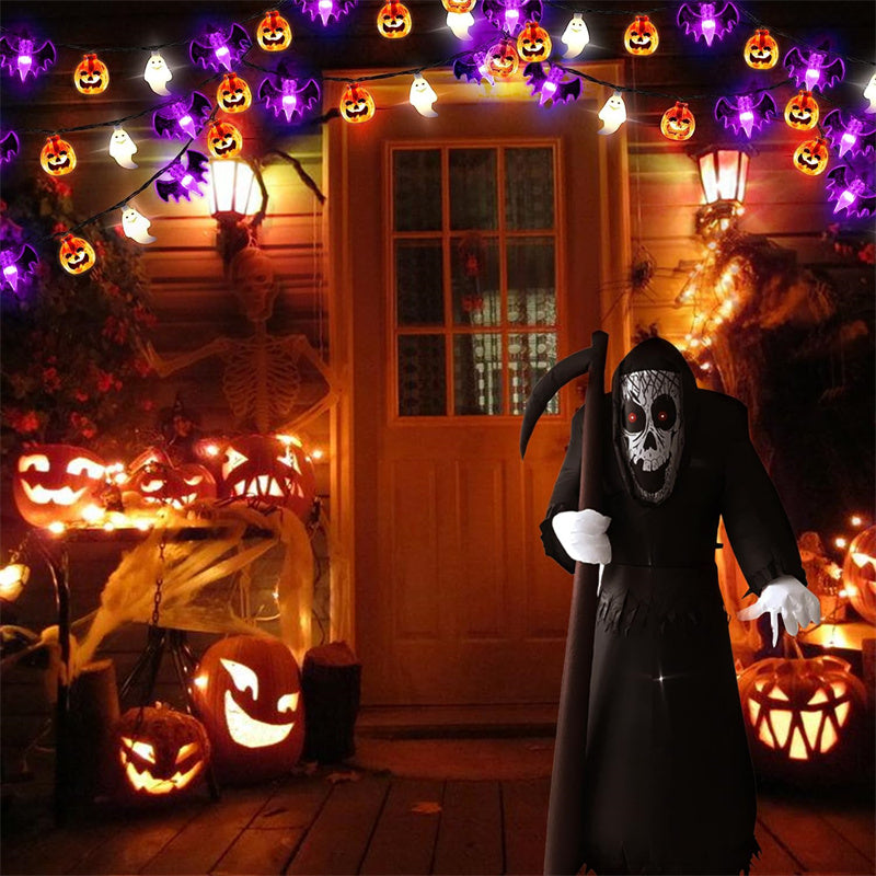 Halloween Outdoor String Light Decor – LED Pumpkin Bat Skull Party Hanging Lights