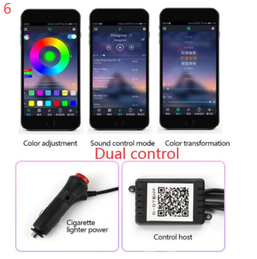 Car Fiber Optic Ambient Light Kit – RGB LED Interior Lights with App & Music Sync Control