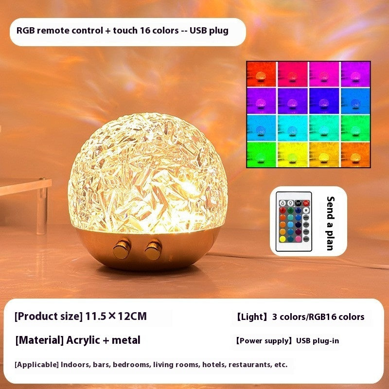 Aesthetic Crystal Night Light Projector – Water Ripple Lamp for Cozy Bedroom Ambiance