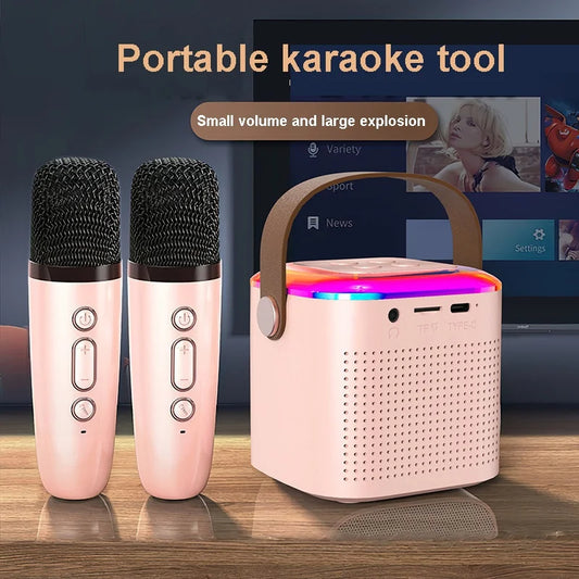 Wireless Karaoke Speaker System – Bluetooth RGB Microphone Set for Home Party & Entertainment