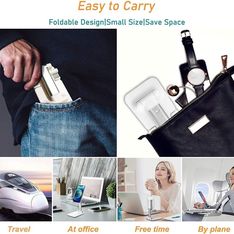 Portable Phone Stand for Desk – Adjustable Foldable Holder for iPhone & Tablet