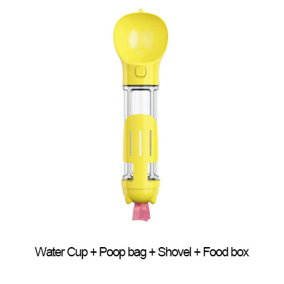 Portable Pet Travel Bottle – 3-in-1 Dog Water Feeder & Waste Bag Dispenser