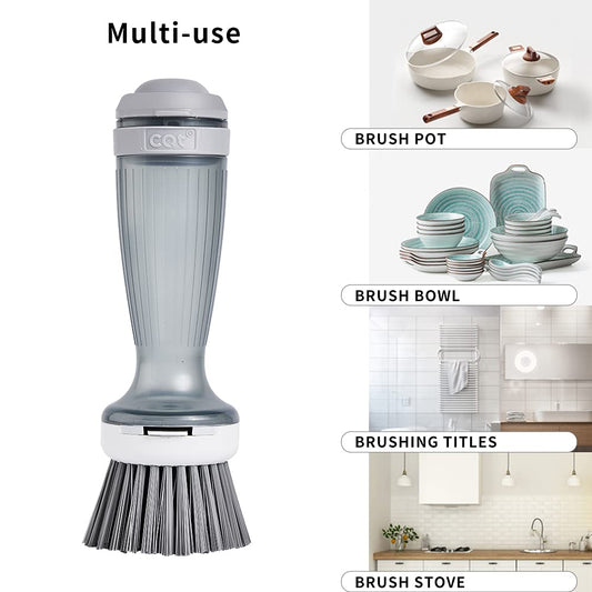 Pot & Dish Scrub Brush – Soap Dispenser Cleaning Tool for Kitchen