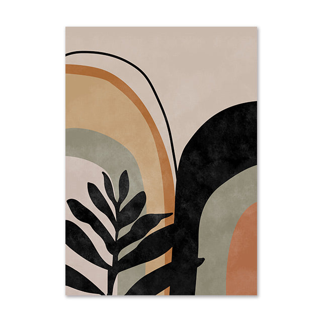 Minimalist Abstract Girl Leaf Painting – Nordic Line Art Wall Poster Decor