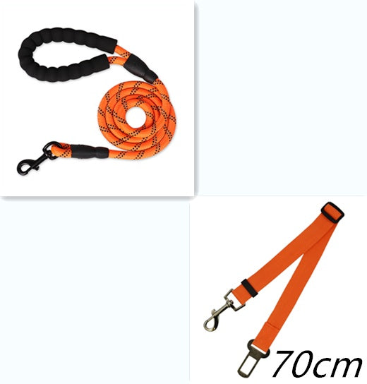 Adjustable Reflective Dog Leash – Durable Nylon Lead for Safe Night Walking