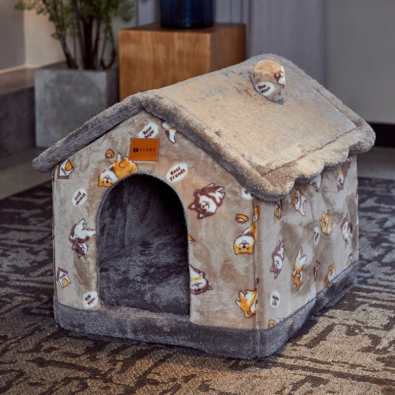 Foldable Dog House Bed – Cozy Winter Pet Bed Sofa