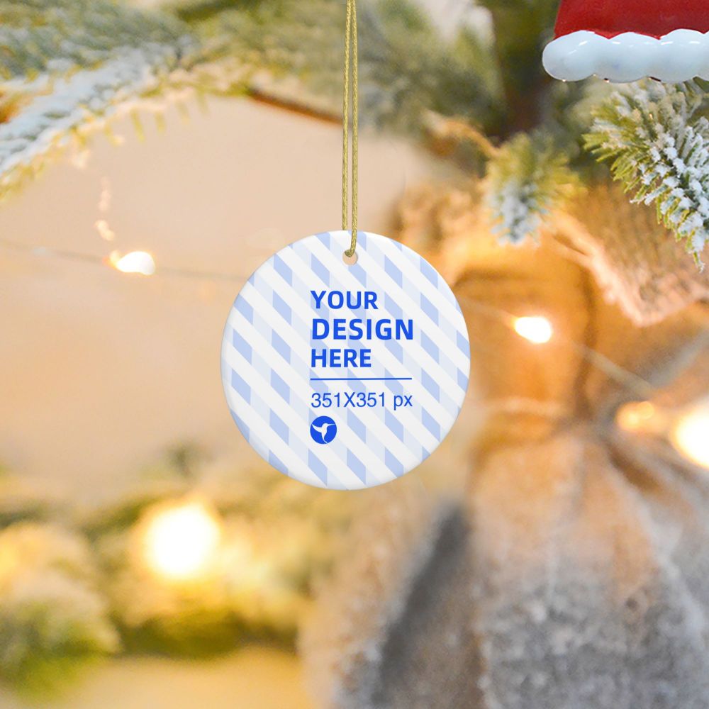 Holiday Christmas Ceramic Round Ornament | Home Decor Hanging Tree Decoration Piece