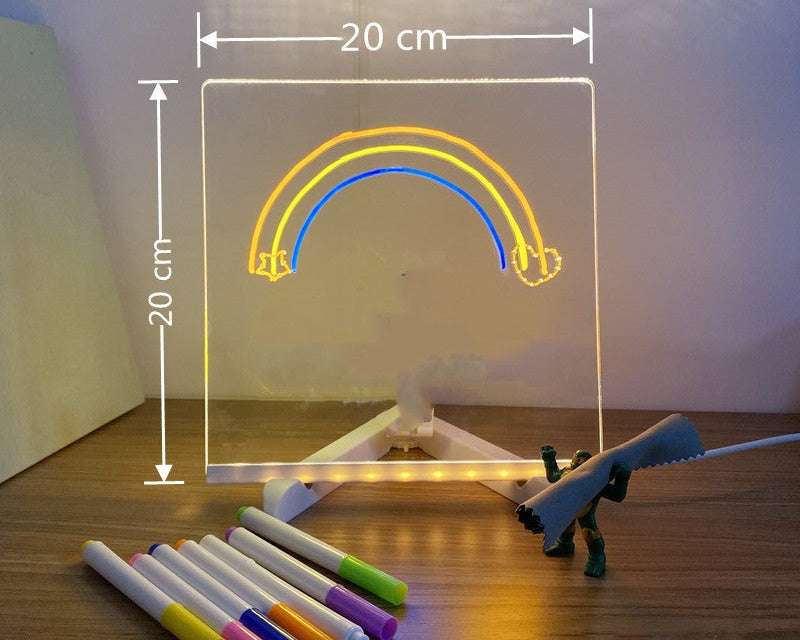 LED Night Light Acrylic Message Board – DIY Writing Lamp with 7 Pens for Notes & Room Decor