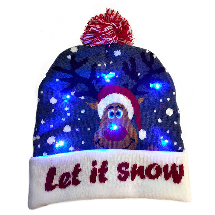 Christmas LED Knitted Hat Beanie – Light Up Festive Winter Cap for Kids Holiday Decor