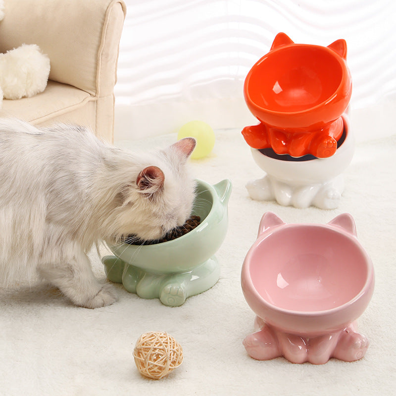 Stylish Ceramic Cat & Dog Bowl Raised Anti Choke Pet Food Bowl Ergonomic Feeding Dish