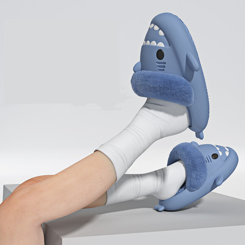 Detachable Warm Shark Slippers – Fuzzy Indoor Shoes for Women