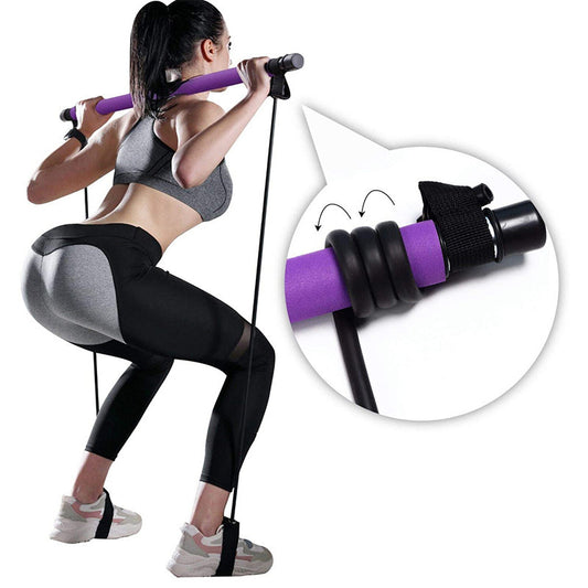 Portable Pilates Bar with Resistance Bands – Home Gym Fitness Equipment