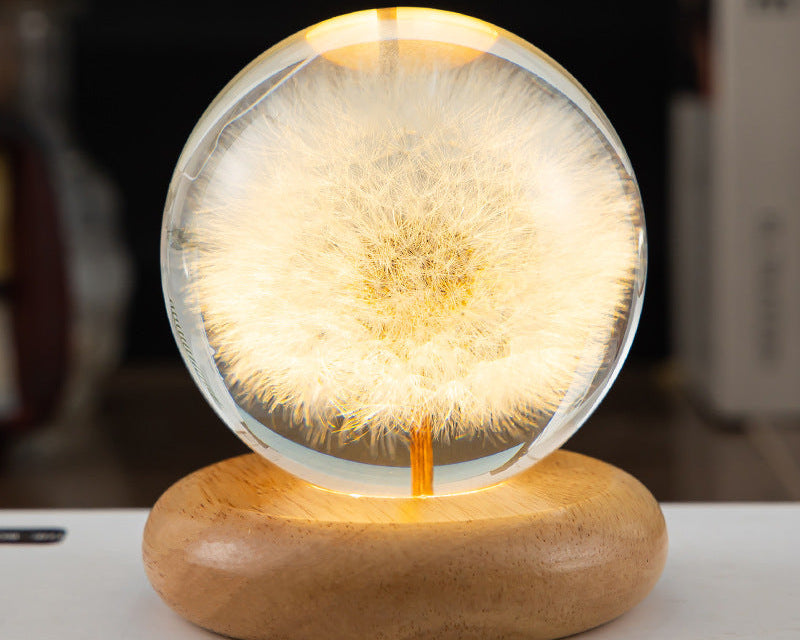 Crystal Ball Flower Night Lamp – LED Ambient Light for Bedroom