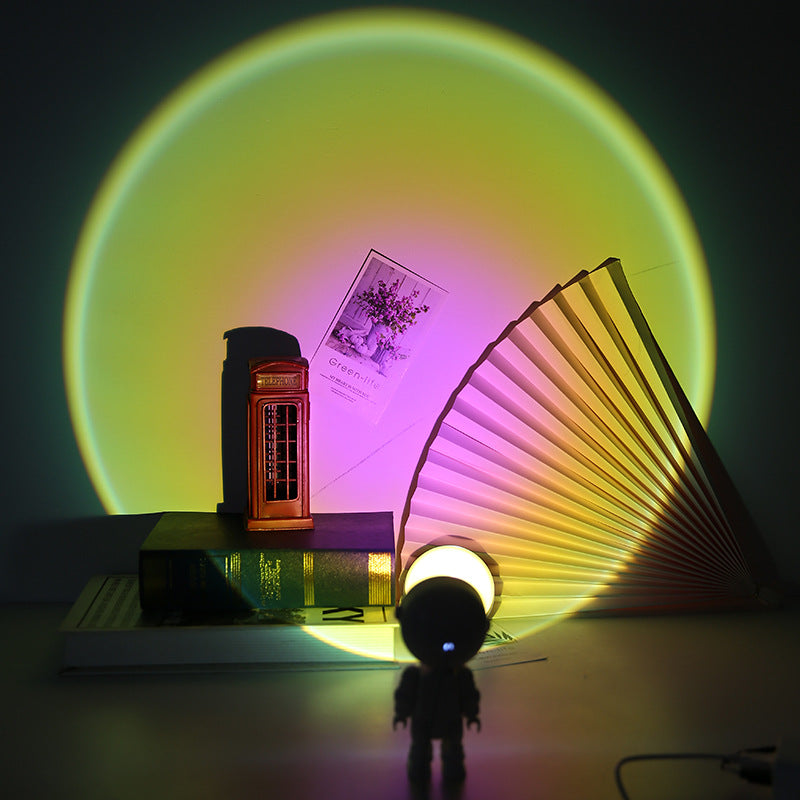 Astronaut Sunset Projection Lamp – RGB Rainbow LED Atmosphere Night Light for Bedroom Decor