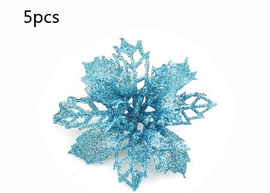 Christmas Glitter Fake Flowers – Festive Tree Decorations for Home & Party Setup