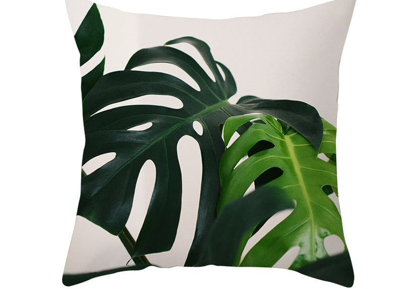 Light Tropical Plants Peach Skin Fleece Pillowcase – Soft Home Decor Cushion Cover