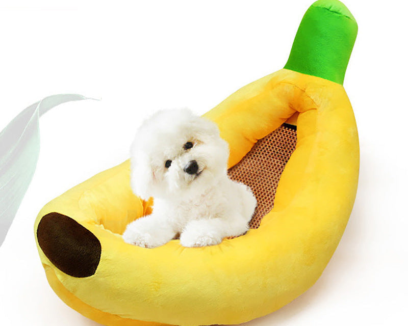 All-Season Pet Kennel Mat – Washable Banana Design Soft Bed for Cats & Small Dogs