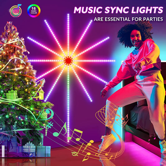 Firework LED Lights for Room – RGB Music Sync Strip Lights