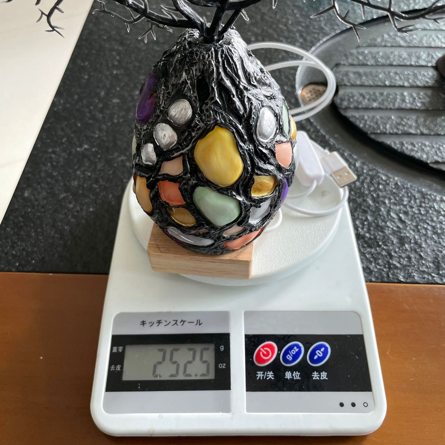 Luxury Gem Accent Tree Lamp – Ancient Metal Sculpture for Home Decoration