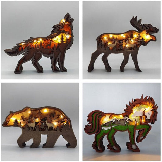 3D Wooden Animal Carving Wall Art – Rustic Cabin Decor, Handmade Christmas Gift Ornament