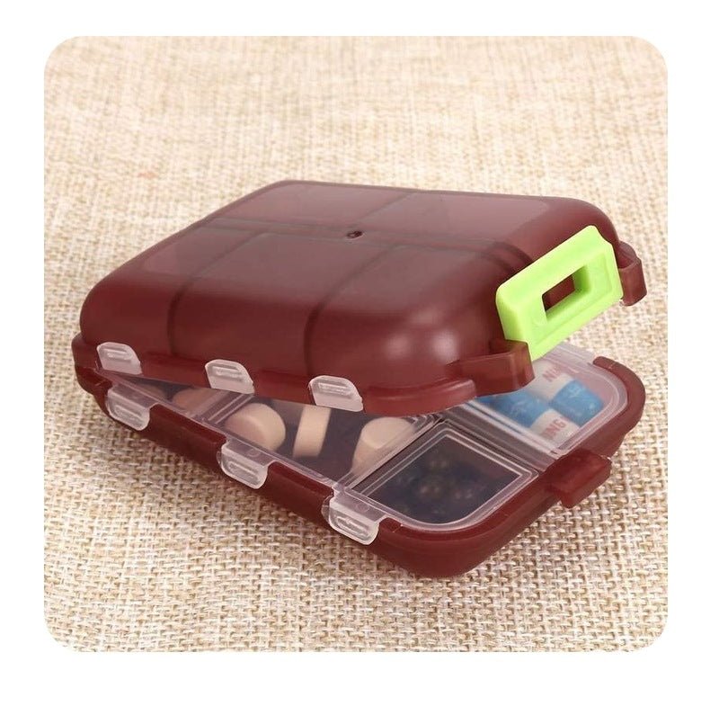 Moisture Proof Pill Organizer – 10 Grid Portable Medicine Box for Travel & Daily Health Use
