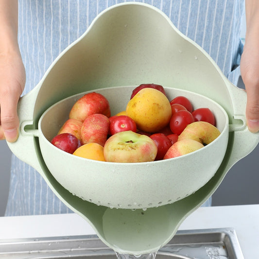 Plastic Kitchen Drain Basket – Multi-Use Rice Washer & Fruit Washing Bowl