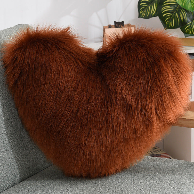Cuddle-Perfect Fluffy Heart Throw Pillow Cover
