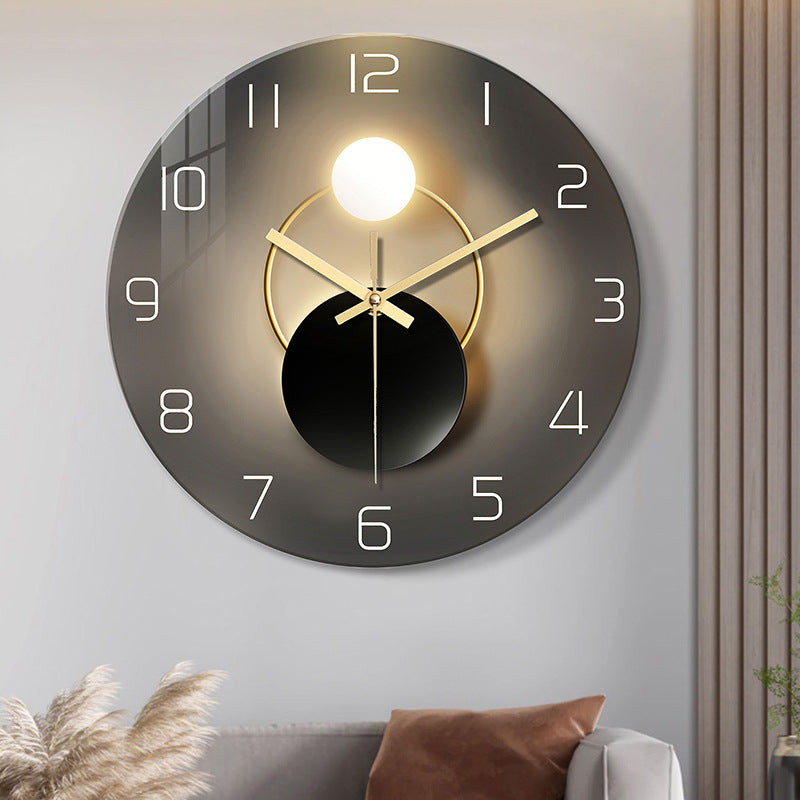 Minimalist Wall Clock – Quiet Tempered Glass Clock for Living Room & Office Walls