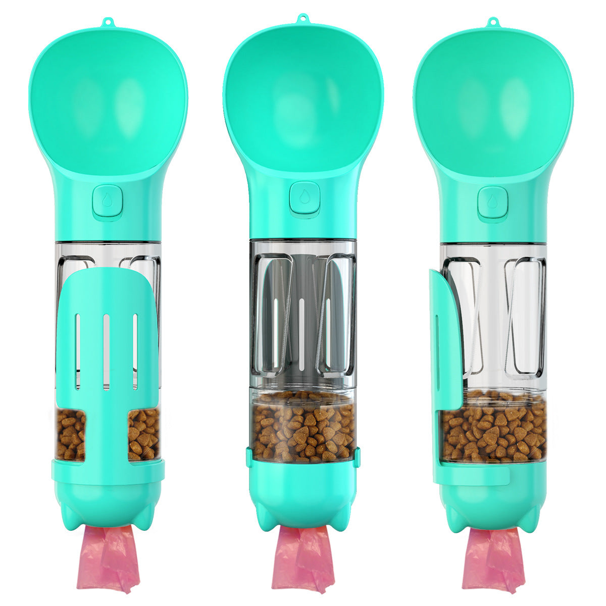 Portable Pet Travel Bottle – 3-in-1 Dog Water Feeder & Waste Bag Dispenser