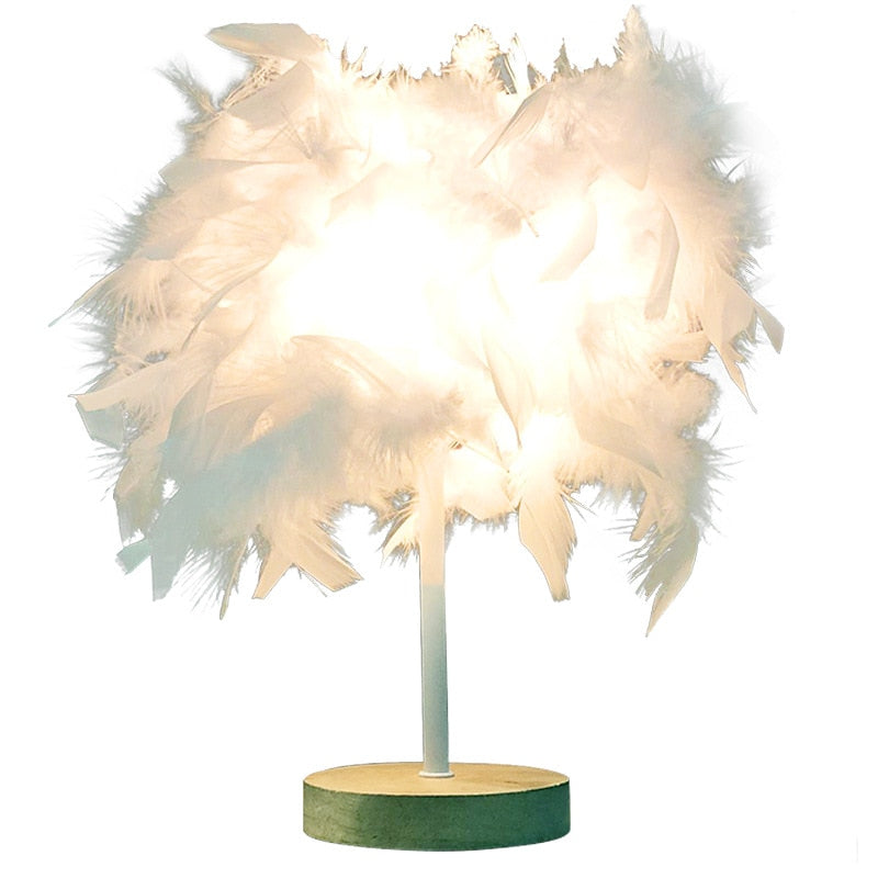 LED Feather Lamp – Elegant Bedside Table Light for Bedroom & Living Room Decor