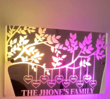 Custom Photo LED Mirror Light – Personalized Wall Decor for Bedroom